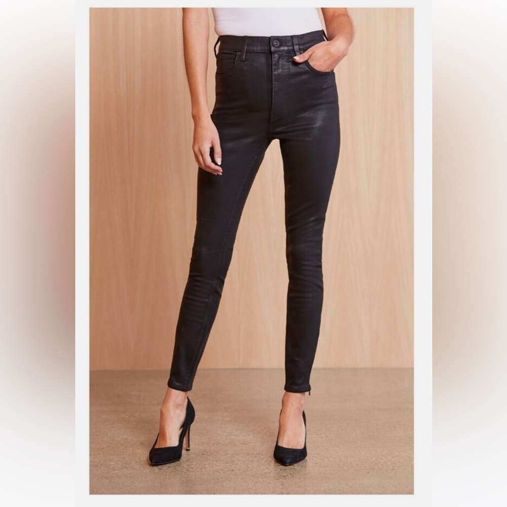 Hudson Black Coated High Rise Centerfold Ankle Skinny Jeans